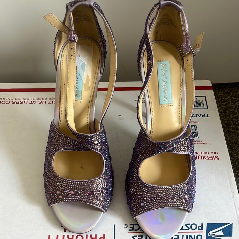 Betsey Johnson Purple Rhinestone Heels